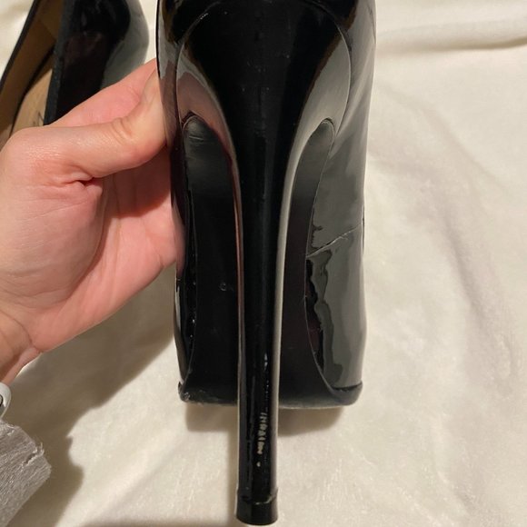 Pour La Victorie Black Patent Leather Platform Heels - Picture 8 of 11